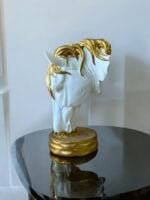 Ekselans EK-352 – Paardenkop Beeld – Wit met Gouden Details – 25 x 14 cm – Luxe Decoratief Standbeeld - Görsel 2