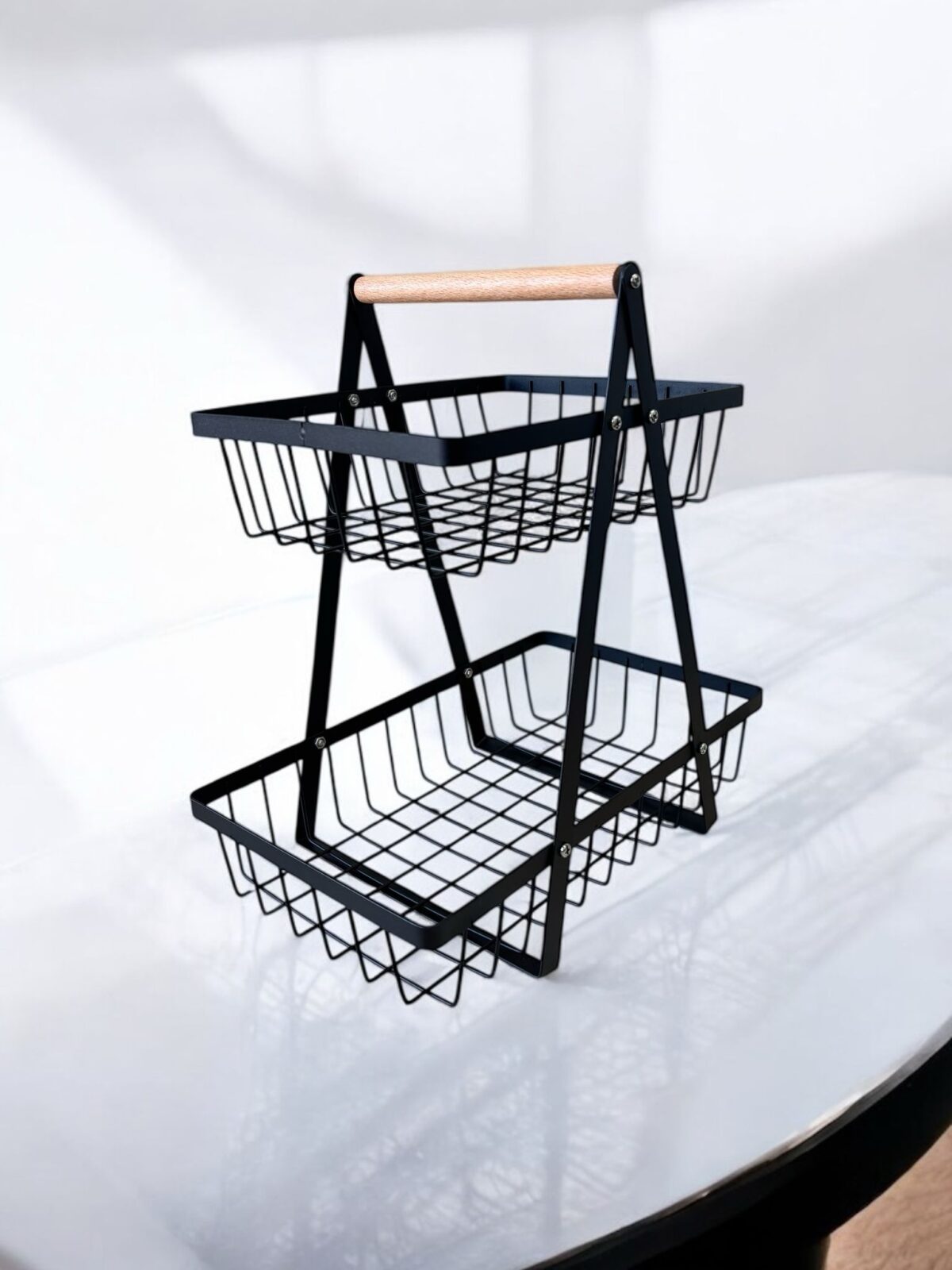 Ekselans EK-382 – Zwarte 2-laags Fruitmand – 30 x 23,5 cm – Metalen Mand voor Fruit & Decoratie - Görsel 3