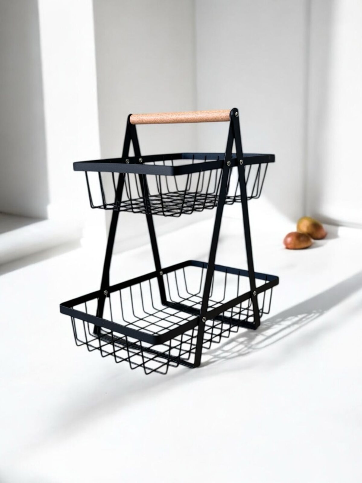 Ekselans EK-382 – Zwarte 2-laags Fruitmand – 30 x 23,5 cm – Metalen Mand voor Fruit & Decoratie - Görsel 2