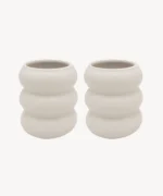 Wave Bubble Z-119 - Keramiek Mok – 400 ml - Set van 2 - Mat Beige - Handgemaakt - Koffie bekers