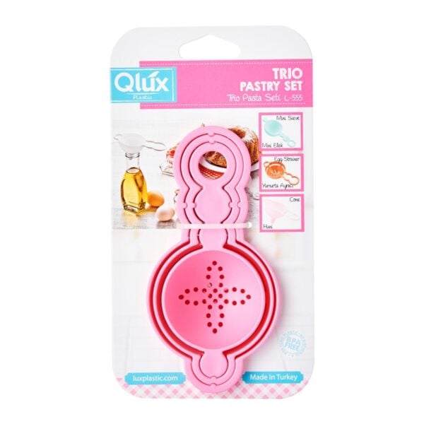 Q-Lux - Trio Bakaccessoire Set – Mini Zeef, Eierscheider en Trechter