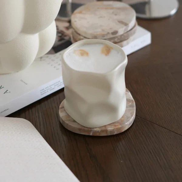 Keramieken Diamond Mok - Z-116 – 290 ml - Handgemaakt - Set van 2 - Beige - Geaffecteerd Design - Hittebestendig