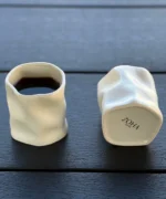 Keramieken Diamond Mok - Z-116 – 290 ml - Handgemaakt - Set van 2 - Beige - Geaffecteerd Design - Hittebestendig - Image 5