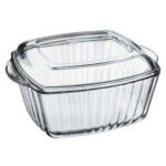 Borcam 59049 – Vierkante Ovenschaal met Deksel – Borosilicaat Glas – Ovenbestendig – 1 Stuks