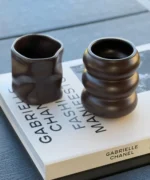 Wave Mocha Mousse - Keramieken Bubble Beker – Set van 2 - 400 ml - Mocha Mousse - Handgemaakt - Image 7