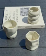 Wave Bubble Z-119 - Keramiek Mok – 400 ml - Set van 2 - Mat Beige - Handgemaakt - Koffie bekers - Image 3