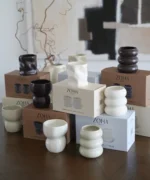 Wave Bubble Z-119 - Keramiek Mok – 400 ml - Set van 2 - Mat Beige - Handgemaakt - Koffie bekers - Image 2