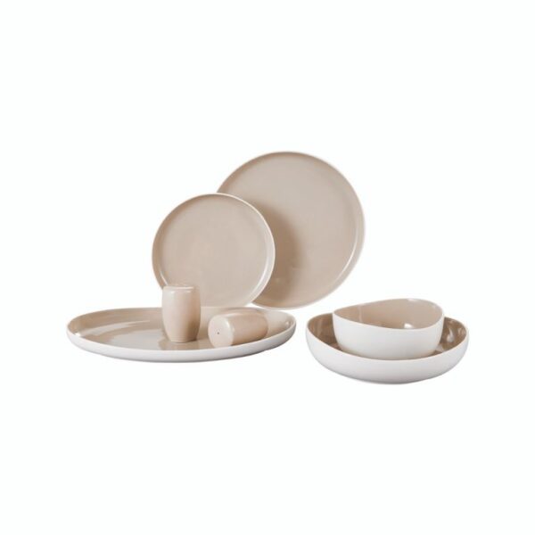 Bricard Colmar - Porseleinen Dinerset / Serviesset - Wit Taupe - 27-Delig
