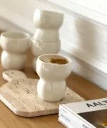 Keramieken Organic Mokken – Set van 2 - 400 ml - Glans Wit - Handgemaakt - Hittebestendige Koffie mok