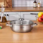 Karaca Elite - Roestvrijstaal - Lage Kookpan met Deksel – 22 cm – Zilver