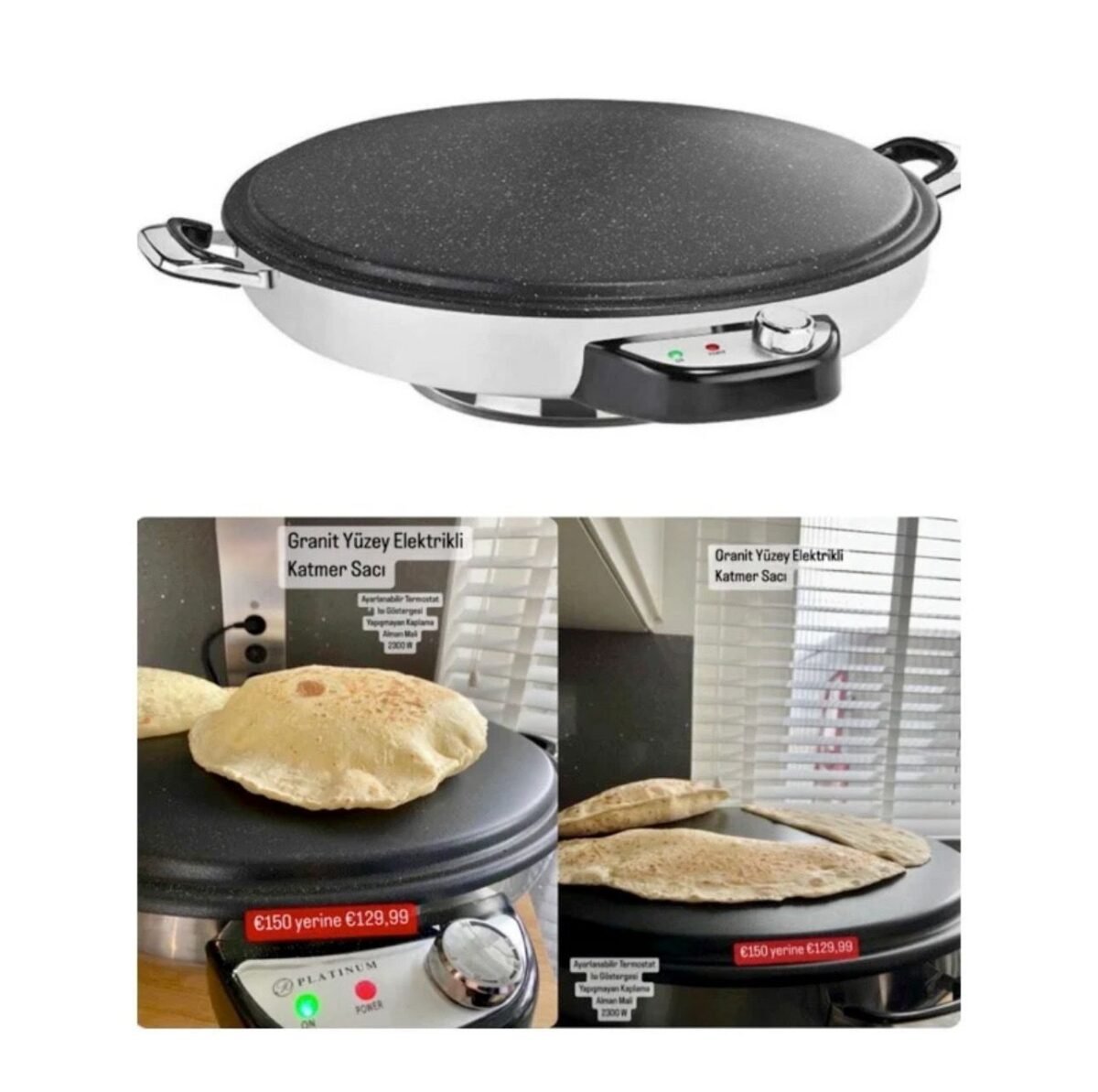 Easy- Yufka, Katmer ve Gozleme Saci - Graniet - 2300 W - 50 cm - 2 jaar Garantie - Afbeelding 1