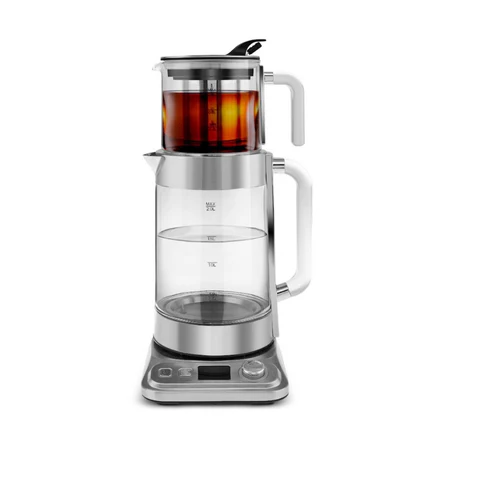Karaca XL Glas - Elektrische Theepot – 2800 ml - Chrome - 2200W