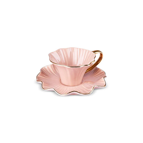 Karaca Bliss - Porseleinen Turkse Koffiekopjes Set - 90 ml – Roze